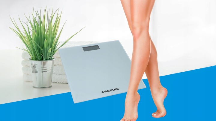 Waga łazienkowa Grundig z termometrem WYŚWIETLACZ LCD SZKLANA do 180kg