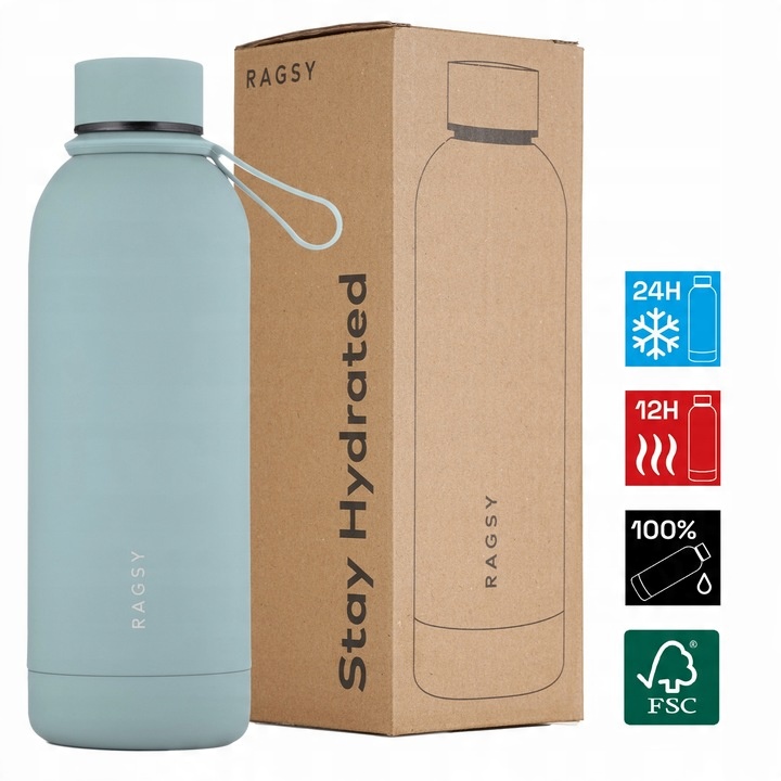 Butelka Kubek Termiczny Mojo 500 ml BPA FREE 12/24H - Misty Blue/Błękitny