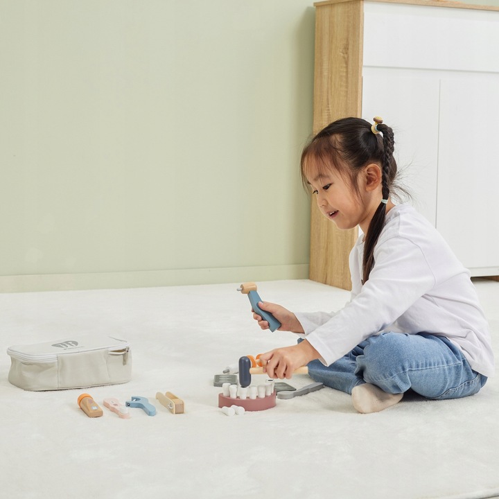 DREWNIANY ZESTAW DENTYSTY TORBA MAŁY DENTYSTA STOMATOLOG LEKARZ VIGA POLARB