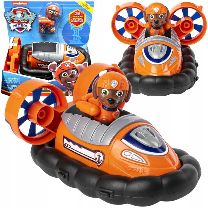 PSI PATROL FIGURKA ZUMA + POJAZD PODUSZKOWIEC STRÓJ RUCHOME KOŁA ŚMIGŁA
