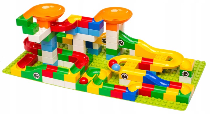 Tor kulkowy labirynt dla kulek kulodrom marble run klocki 108 el
