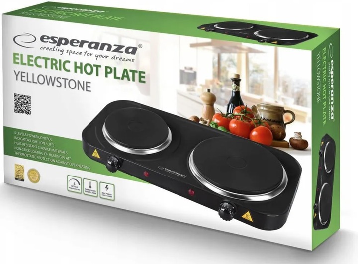 KUCHENKA ELEKTRYCZNA YELLOWSTONE ESPERANZA CZARNA