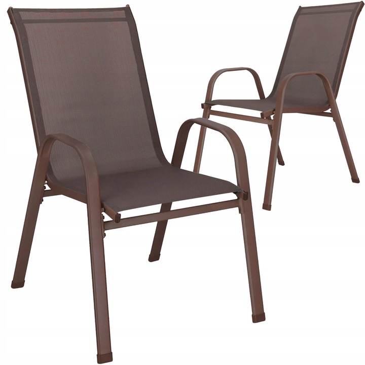 2szt. KRZESŁO OGRODOWE BALKONOWE FOTEL NA TARAS OGRÓD MOCNE BRĄZOWE ZESTAW