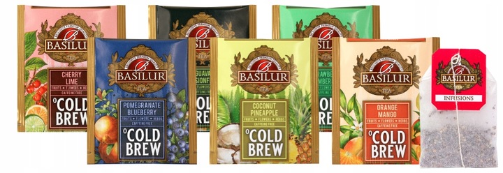 Basilur COLD BREW zestaw herbat bez kofeiny 6 SMAKÓW OWOCOWYCH - 60 KOPERT