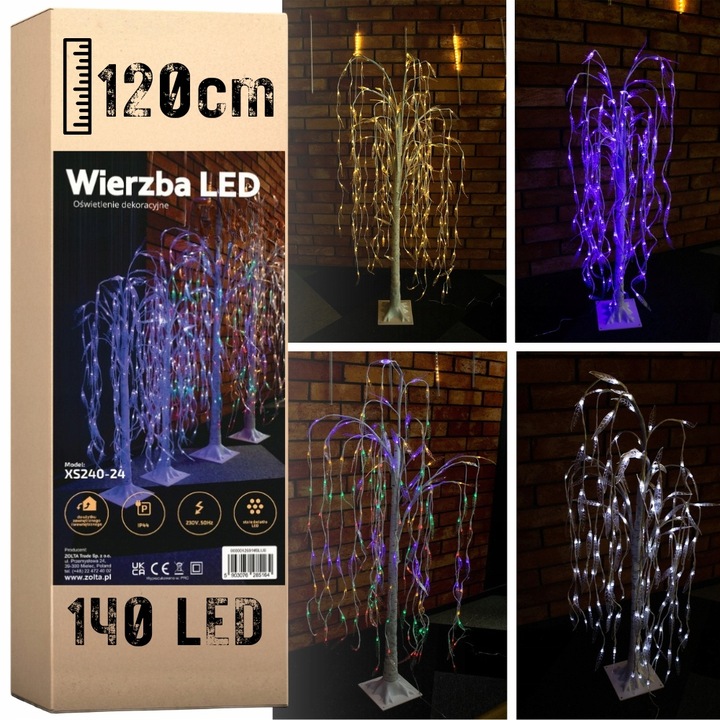Wierzba świecąca 120 cm 140 LED drzewko barwa zimna dekoracja świąteczna