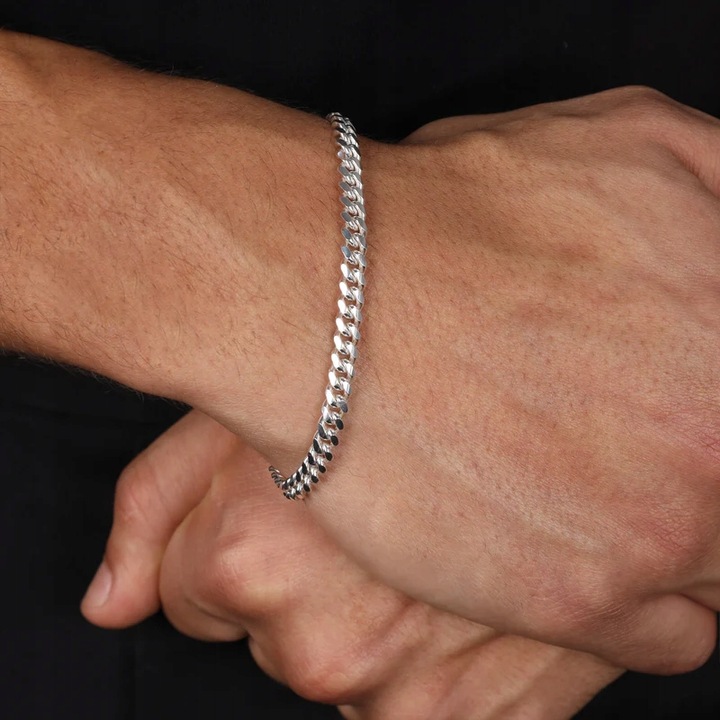 Bransoletka Srebrna Męska Pancerka 4mm SREBRO pr. 925 WŁOSKA + GRATIS