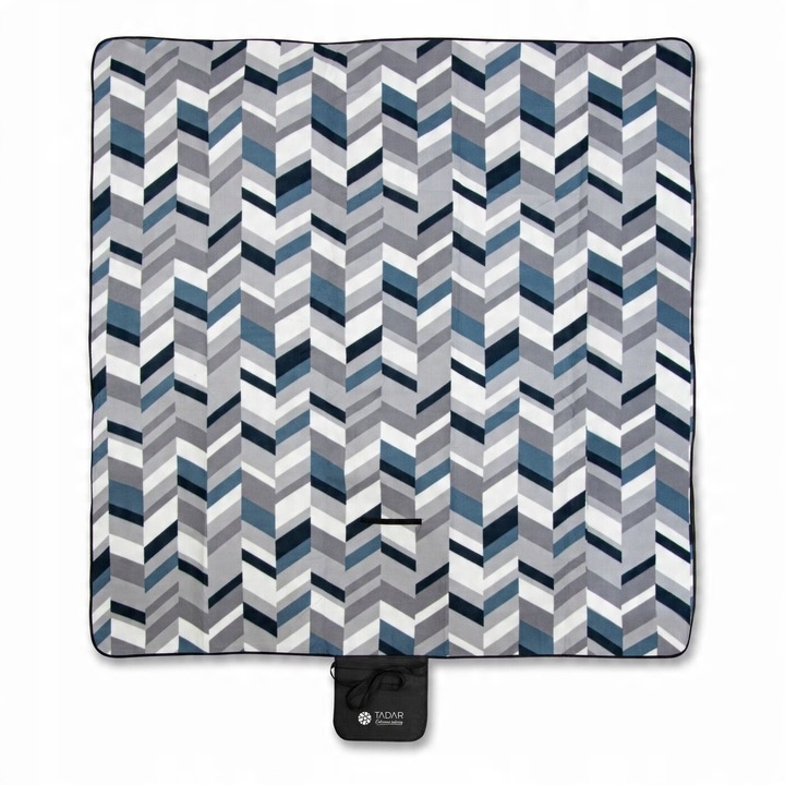 MATA KOC PIKNIKOWY Z TERMO IZOLACJA 200X200CM SZARO GRANATOWY