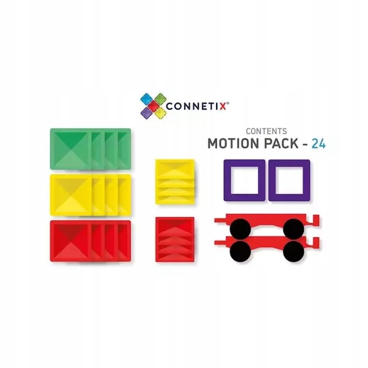 Pojazdy - Klocki Magnetyczne - Rainbow Motion Pack 24 Elementy - Connetix