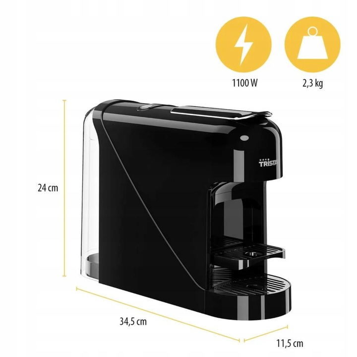 EKSPRES CIŚNIENIOWY DO KAWY KAPSUŁKOWY CZARNY NESPRESSO + KAPSUŁKI 120SZT