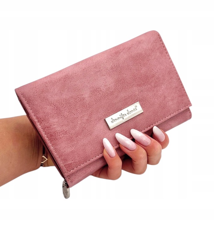 PORTFEL damski mały skórzany prezent różowy Jennifer Jones pojemny eko