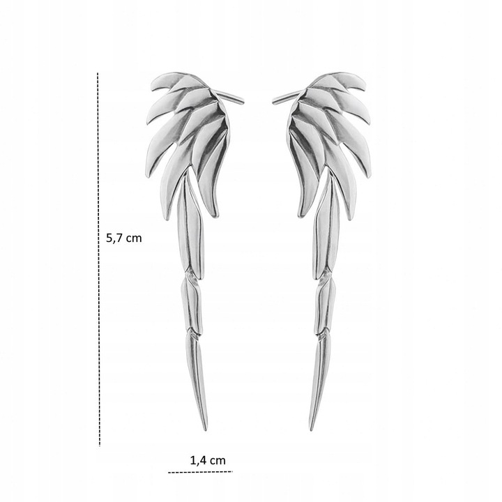 Kolczyki srebrne wiszące długie Skrzydła Anioła Srebro pr925 + Pudełko