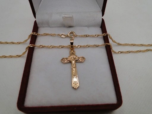 Złoty łańcuszek stal chirurgiczna z krzyżykiem