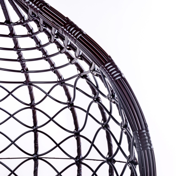 FOTEL OGRODOWY WISZĄCY KOKON DUŻY KOSZ VEGAS Z PODSTAWĄ PODUSZKA SZARA