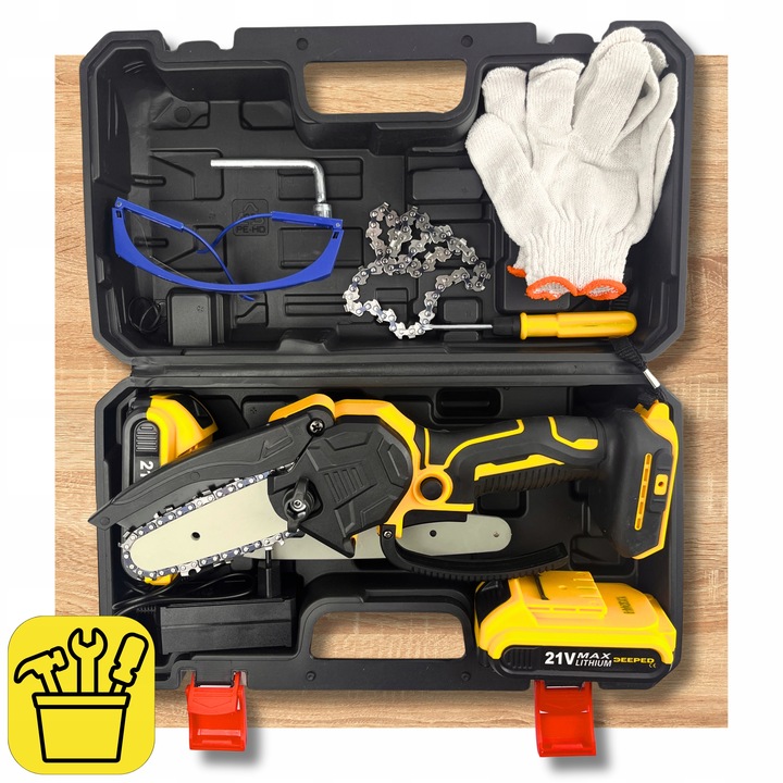 Piła Łańcuchowa Akumulatorowa Mini Pilarka 4''/6'' cali 2xAKU 2xPROWADNICE