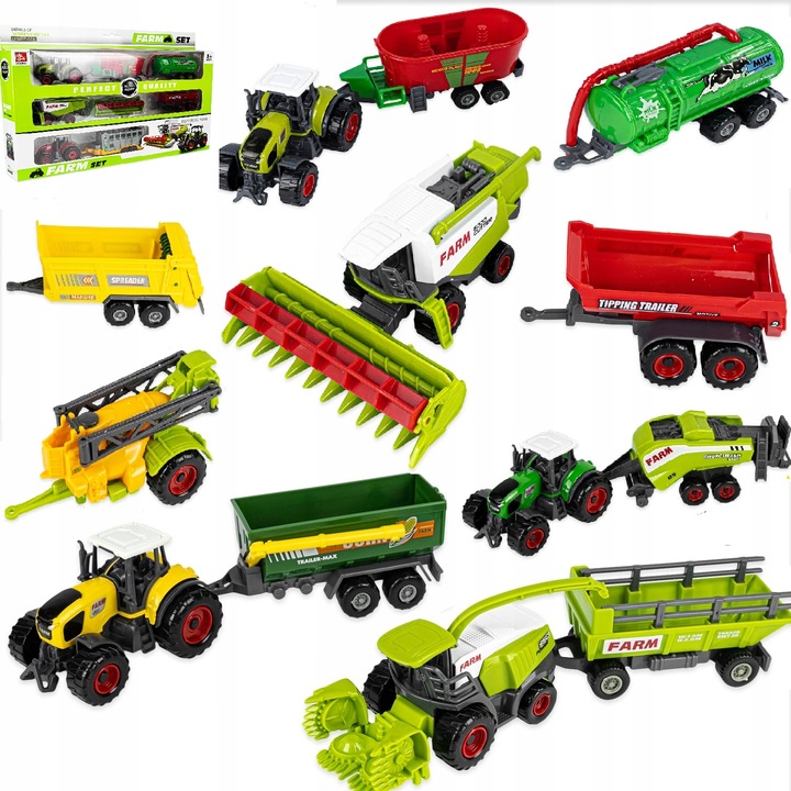 Zestaw pojazdów rolniczych traktor ciągnik kombajn przyczepa dla dzieci
