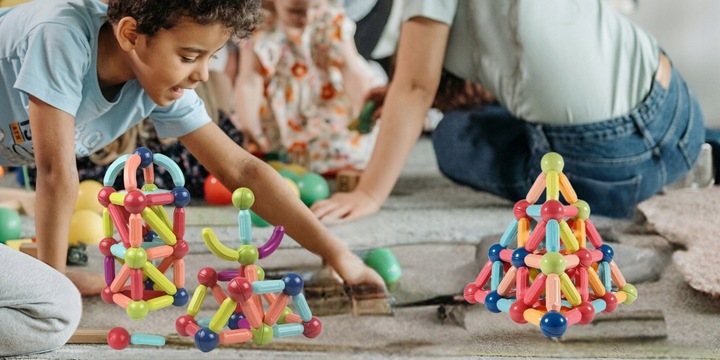 Klocki Magnetyczne Konstrukcyjne Edukacyjne Dla Dzieci Duże Elementy 98 El