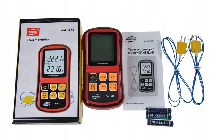 CYFROWY TERMOMETR 2x TERMOPARA TYPU K -50 do 1372