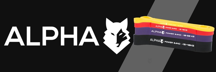 Zestaw 4 Gum Oporowych do Ćwiczeń z Uchwytem Gratis - Power Band ALPHA