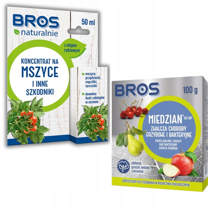 Koncentrat Na Mszyce Bros Naturalnie 50ml+Środek Grzybobójczy Miedzian 50WP