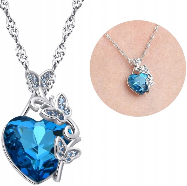 NASZYJNIK SREBRNY DAMSKI ŁAŃCUSZEK Z ZAWIESZKĄ NA WALENTYNKI SERCE SREBRO