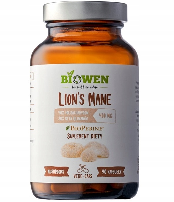 SOPLÓWKA JEŻOWATA 400mg GRZYBY Biowen 90 kaps Lion’s Mane