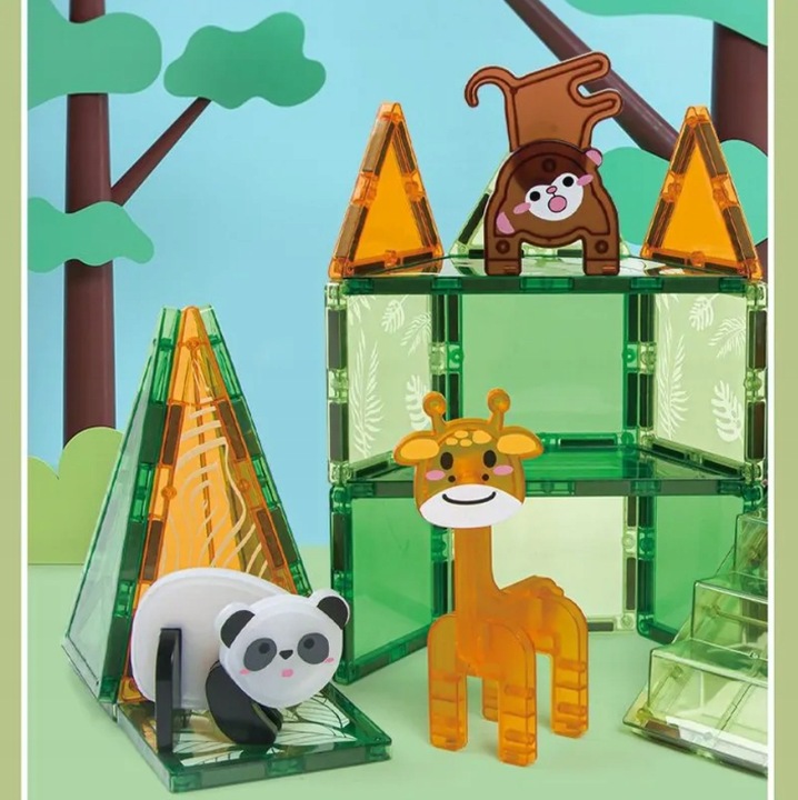 Klocki Magnetyczne Kreatywne Magnetic Tiles Konstrukcyjne Zoo 50 elementów