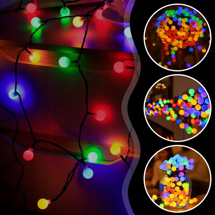 LAMPKI ŚWIĄTECZNE CHOINKOWE KULKI 200LED ZEWNĘTRZNE WEWNĘTRZNE MULTIKOLOR