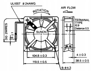 Sunon 120x120x38 Wentylator osiowy 230V AC WYDAJNY DP200A2123XBT