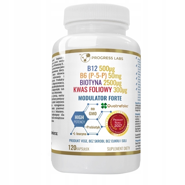 Progress Labs Modulator Forte 120 kapsułek Kwas Foliowy Biotyna Vegan