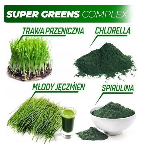 Super Greens CHLORELLA SPIRULINA WARZYWA OWOCE