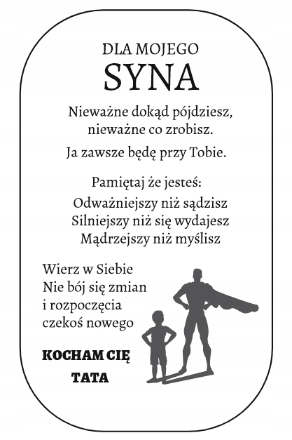 Srebrny Nieśmiertelnik Grawer Prezent dla Syna od Taty Naszyjnik Męski BOX