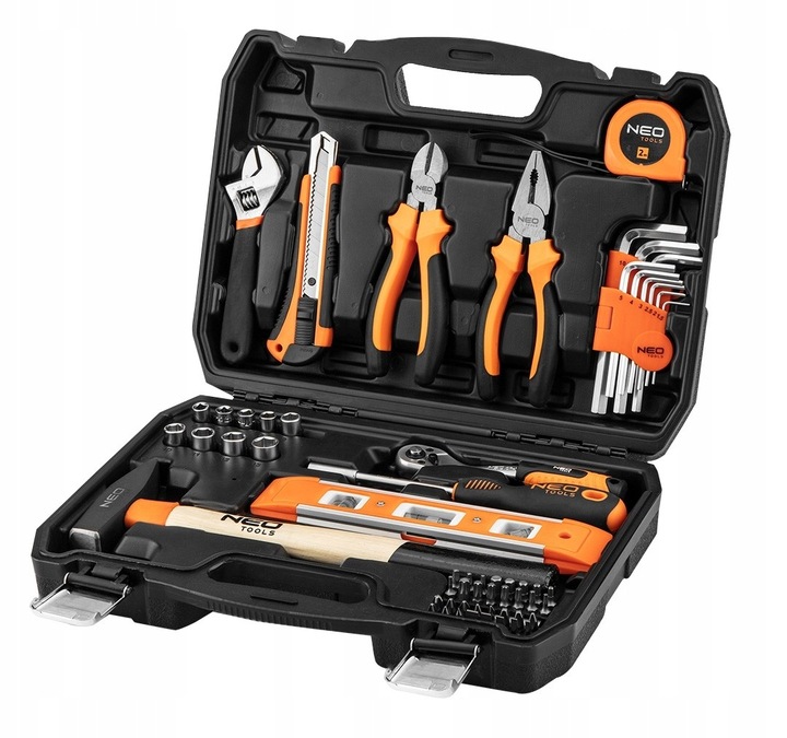 NEO ZESTAW NARZĘDZI KLUCZE NASADOWE 60 SZTUK TORX IMBUS MŁOTEK SZCZYPCE NÓŻ
