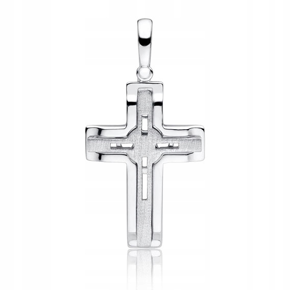 SATYNOWANY SREBRNY MĘSKI KRZYŻ RODOWANE SREBRO 925 MASYWNY KRZYŻYK + GRAWER