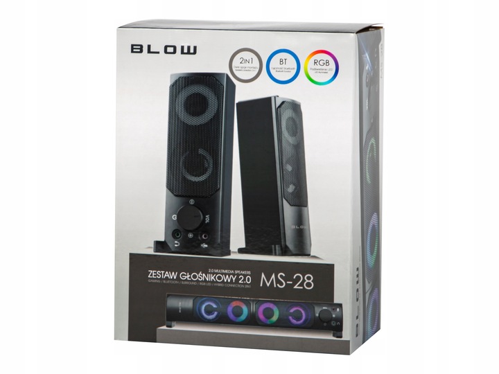 GŁOŚNIKI KOMPUTEROWE BLUETOOTH SOUNDBAR 2.0 6W USB 5V DC LED RGB 2w1 ZESTAW