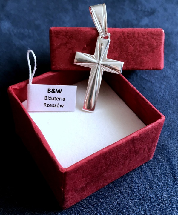 Srebrny Duży Krzyżyk Wisorek próba 925 + gratis