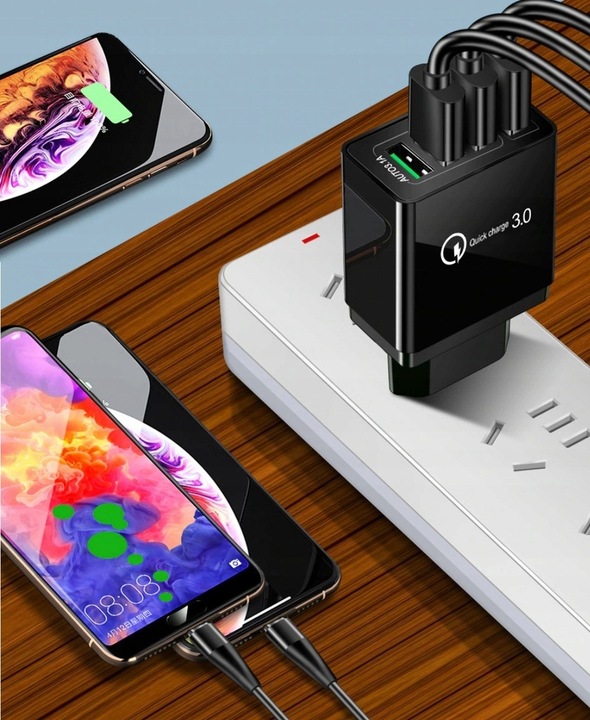 SZYBKA ŁADOWARKA SIECIOWA DO TELEFONU QC 3.0 MOCNA 31W + KABEL USB-C