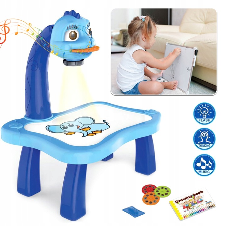 PROJEKTOR DO NAUKI RYSOWANIA Z LAMPKĄ RZUTNIK DUŻY 12 PISAKÓW 24 WZORY