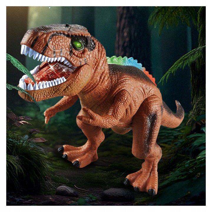 DINOZAUR T-REX INTERAKTYWNY ZDALNIE STEROWANY RC CHODZI RYCZY ŚWIECI PILOT
