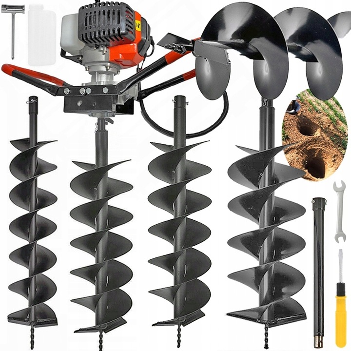 WIERTNICA GLEBOWA ŚWIDER SPALINOWY do gleby + WIERTŁA 10/15/20CM PRZEDŁUŻKA