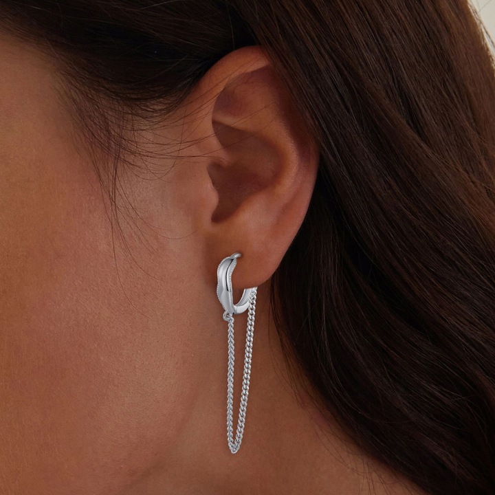 K481 Srebrne koła z łańcuszkami zatrzaski srebro 925