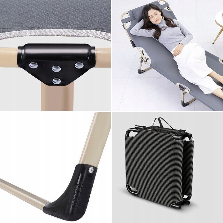 Składane łóżko turystyczne BIZNESOWE, polowe, kanadyjka PREMIUM 75 cm