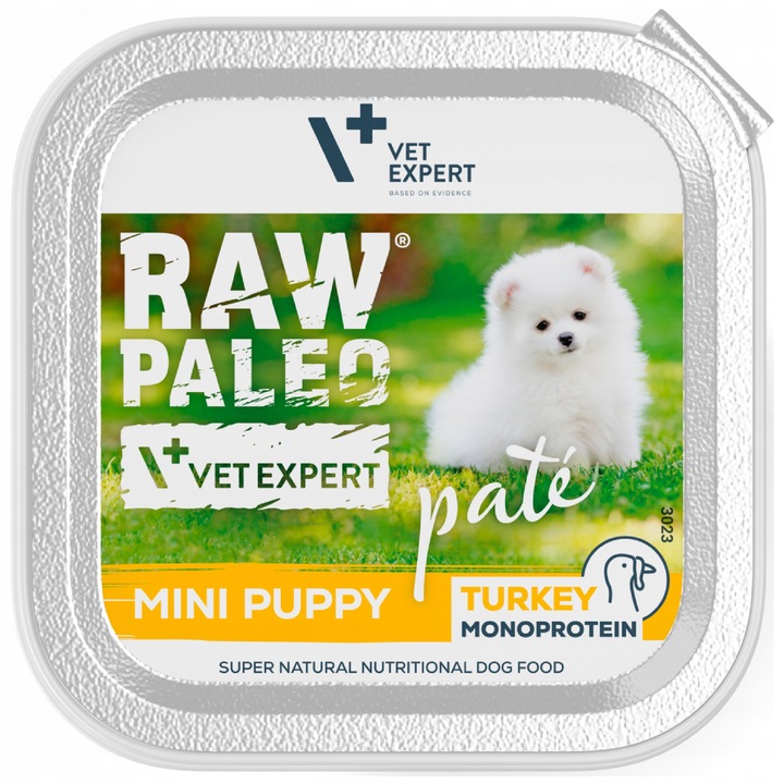 Mokra karma dla szczeniąt małych ras indyk Raw Paleo Pate 12 x 150 g