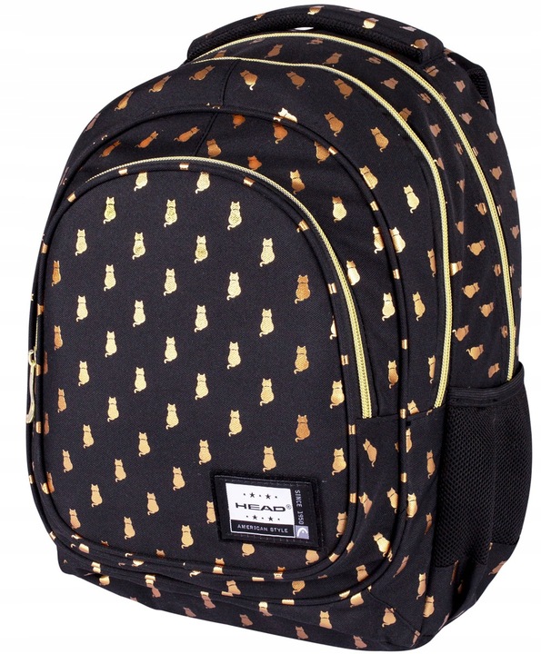 PLECAK TORNISTER SZKOLNY Z KOTKIEM KOT CZARNY ZŁOTY GOLDEN KITTY