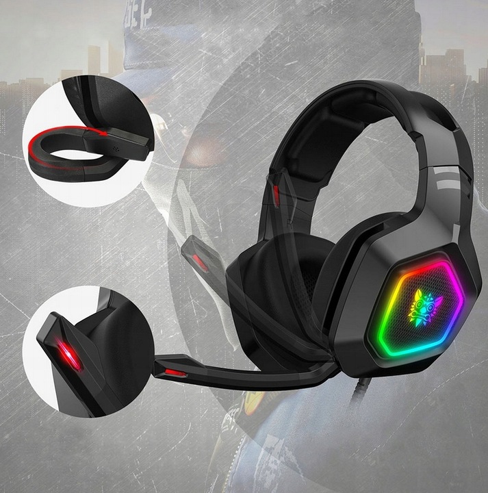 ONIKUMA K10 SŁUCHAWKI GAMINGOWE NAUSZNE PRZEWODOWE Z MIKROFONEM LED RGB