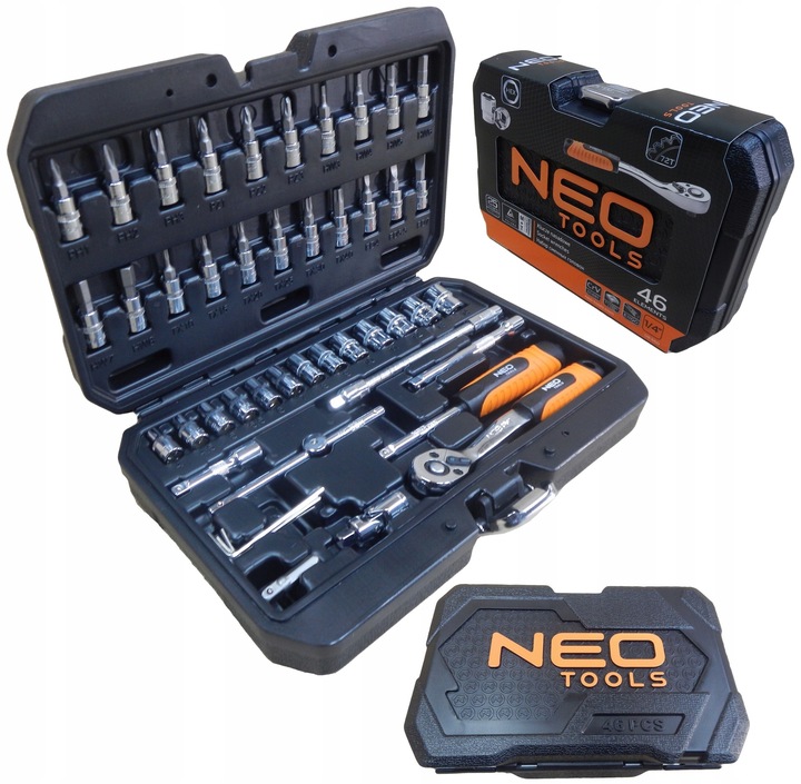 NEO ZESTAW KLUCZE NASADOWE 1/4 46el 10-004 WALIZKA