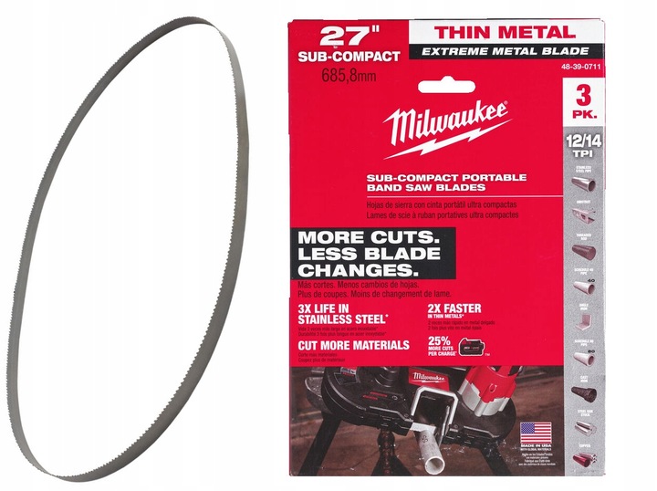 Brzeszczot piły taśmowej 687.57X12/14 Milwaukee 48 3 sztuki