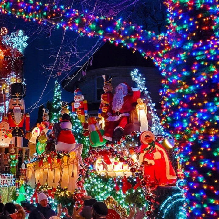 LAMPKI CHOINKOWE 1000 LED STAŁE + FLASH ZEWNĘTRZNE BŁYSK IP44 MULTIKOLOR