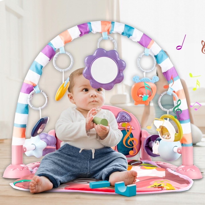 MATA EDUKACYJNA INTERAKTYWNA Z PIANINKIEM GRZECHOTKI GRYZAKI DLA NIEMOWLĄT