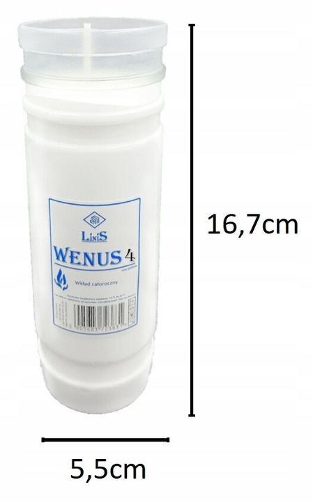 Rewelacyjne wkłady do zniczy Parafinowe Całoroczne Wenus 4 4dni 15szt