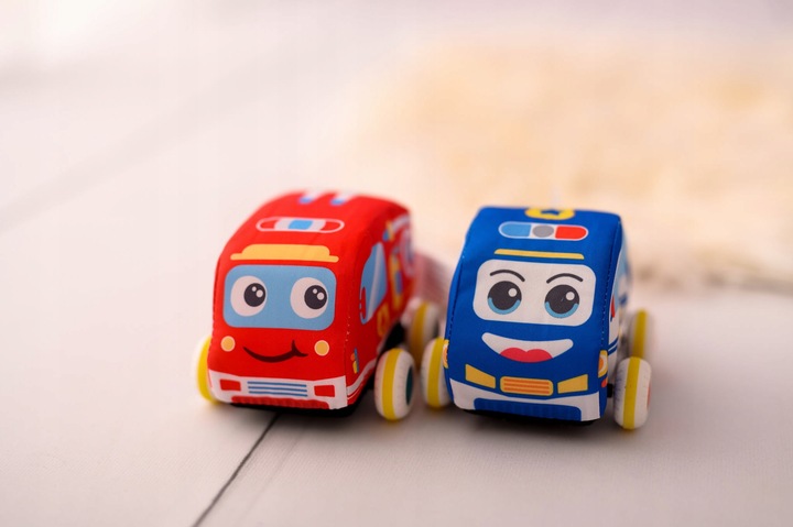 Autko miękkie dla dziecka 2 Autka Straż Policja